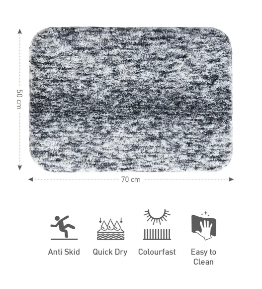 Zuby Anti skid Super Soft Bath Mat Charcoal