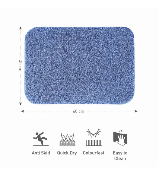 Franky Quick Dry Bath Mat Blue