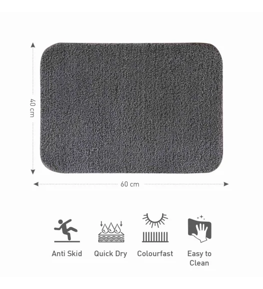 Franky Quick Dry Bath Mat D Grey
