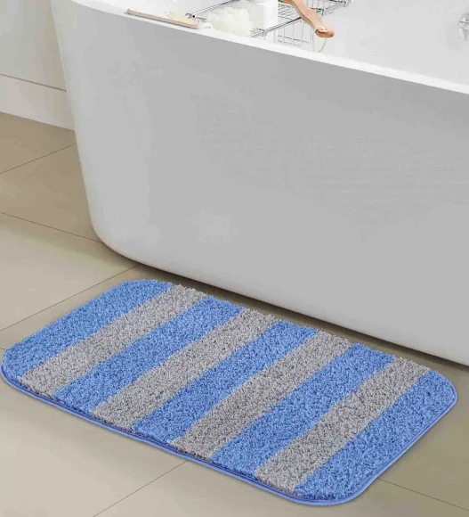 Franky Quick Dry Bath Mat Blue Silver