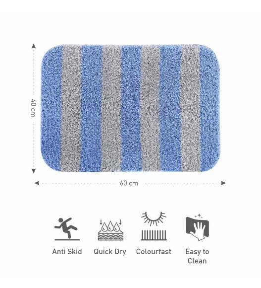 Franky Quick Dry Bath Mat Blue Silver