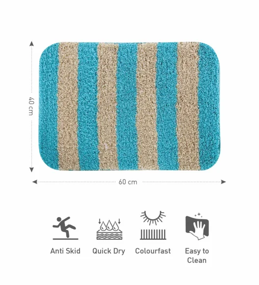 Franky Quick Dry Bath Mat Teal L Beige