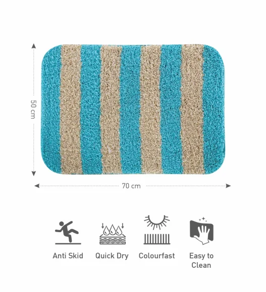 Franky Quick Dry Bath Mat Teal L Beige