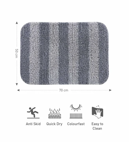 Franky Quick Dry Bath Mat D Grey Silver