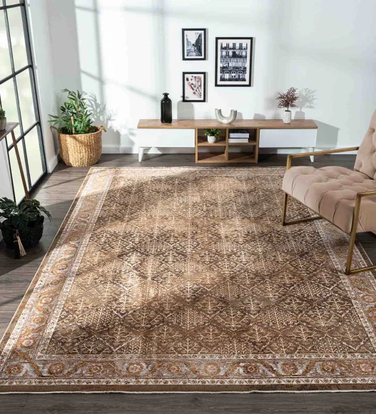 Aldo Diamond Neo Classical Carpet Brown