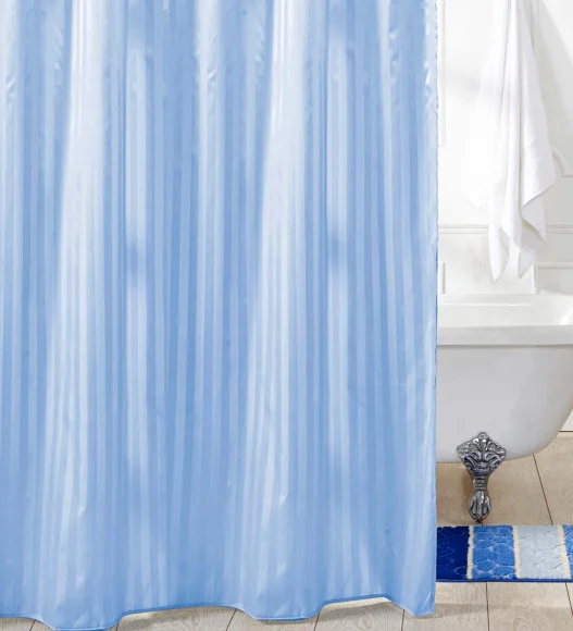 Hilton Water Repellent Polyester Shower Curtain Blue