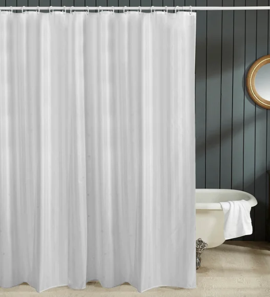Hilton Water Repellent Polyester Shower Curtain White