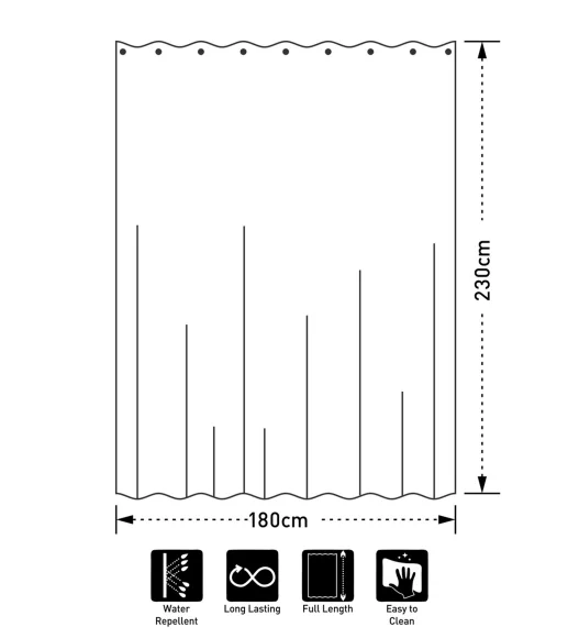 Hilton Water Repellent Polyester Shower Curtain Rust