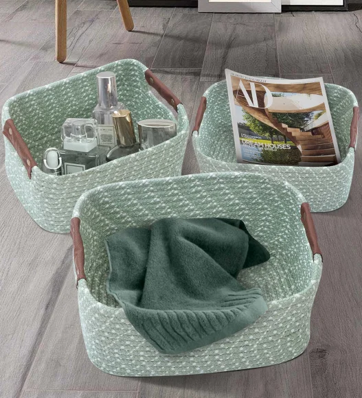 Nefais Set of 3 Pcs Storage Basket Aqua