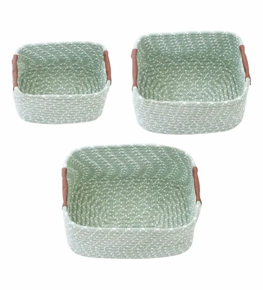 Nefais Set of 3 Pcs Storage Basket Aqua