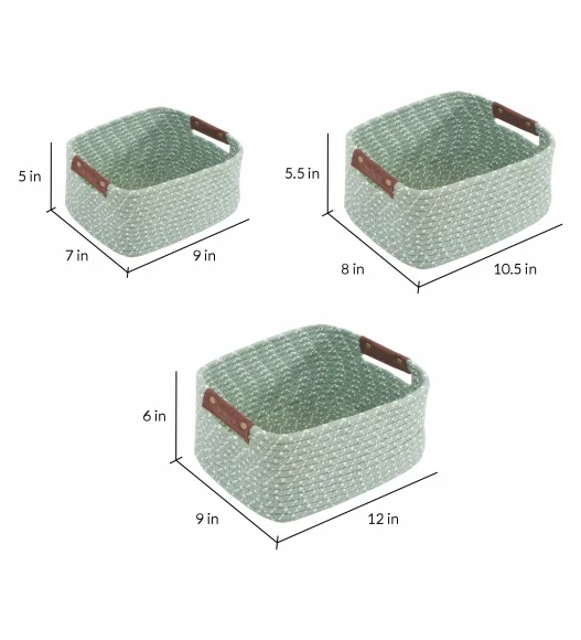 Nefais Set of 3 Pcs Storage Basket Aqua