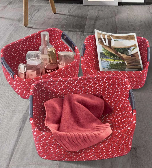 Nefais Set of 3 Pcs Storage Basket Red