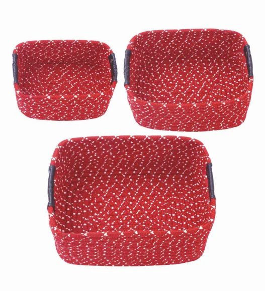 Nefais Set of 3 Pcs Storage Basket Red