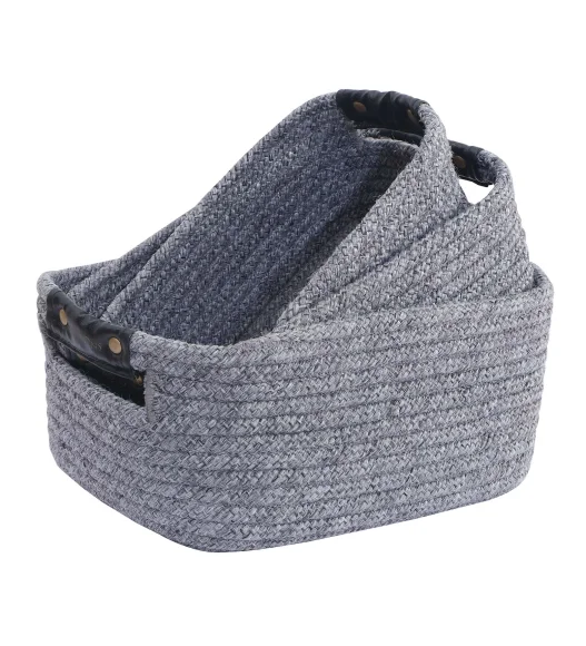 Nefais Set of 3 Pcs Storage Basket Dark Grey