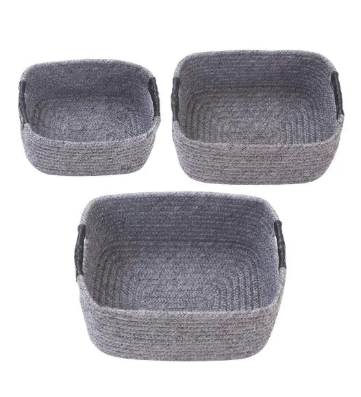 Nefais Set of 3 Pcs Storage Basket Dark Grey