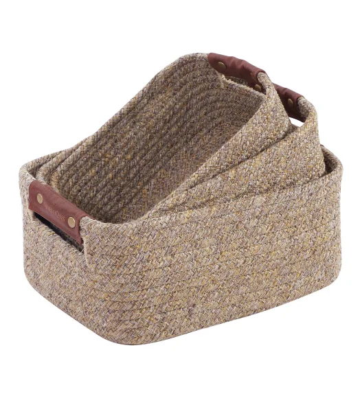Nefais Set of 3 Pcs Storage Basket Beige