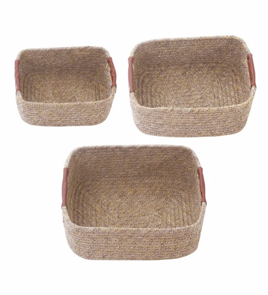 Nefais Set of 3 Pcs Storage Basket Beige