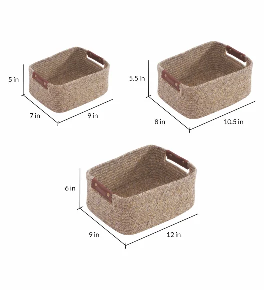 Nefais Set of 3 Pcs Storage Basket Beige