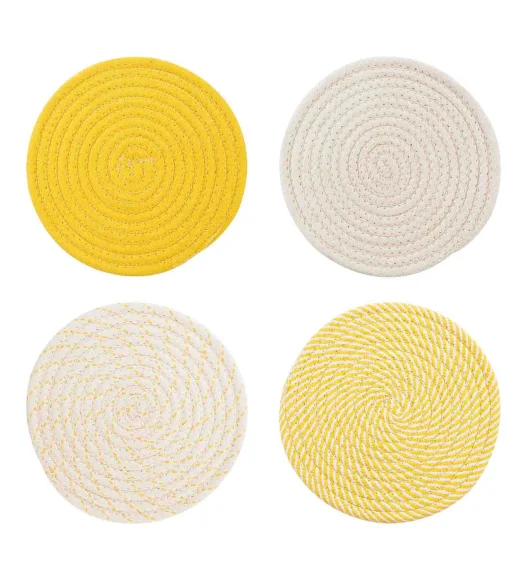 Icon Set Of 4 Heat Resistant Cotton Trivet Yellow