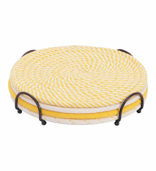 Icon Set Of 4 Heat Resistant Cotton Trivet Yellow