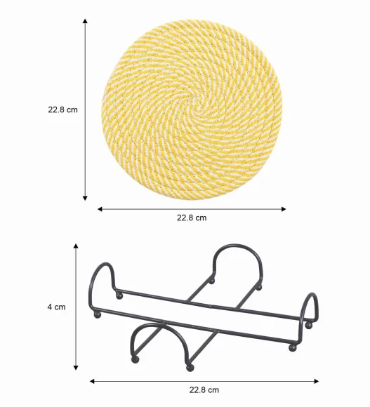 Icon Set Of 4 Heat Resistant Cotton Trivet Yellow