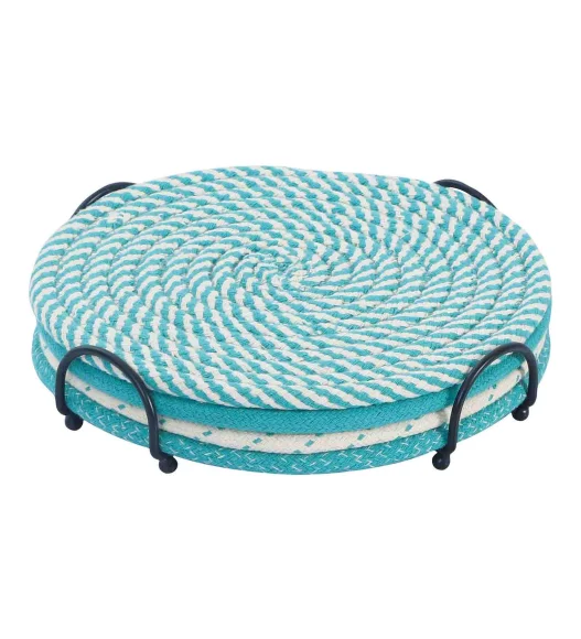 Icon Set Of 4 Heat Resistant Cotton Trivet Teal