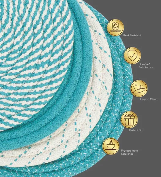 Icon Set Of 4 Heat Resistant Cotton Trivet Teal