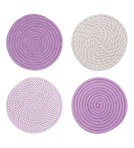 Icon Set Of 4 Heat Resistant Cotton Trivet Purple