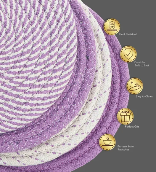 Icon Set Of 4 Heat Resistant Cotton Trivet Purple