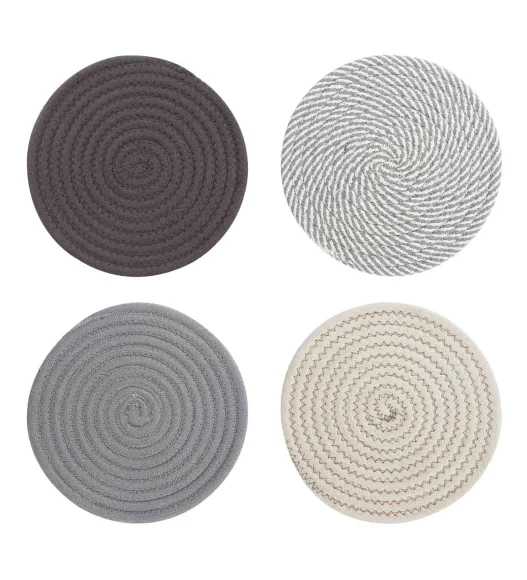 Icon Set Of 4 Heat Resistant Cotton Trivet Grey