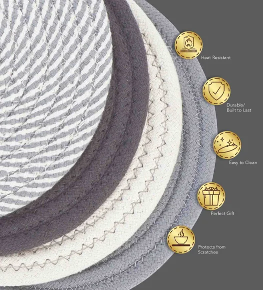 Icon Set Of 4 Heat Resistant Cotton Trivet Grey