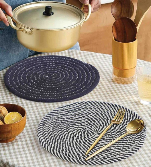 Icon Set Of 4 Heat Resistant Cotton Trivet Black