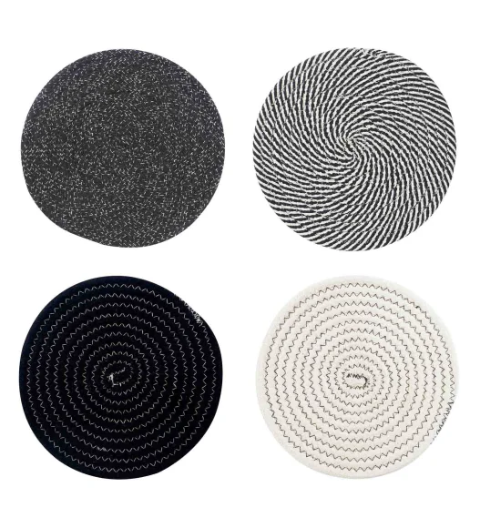 Icon Set Of 4 Heat Resistant Cotton Trivet Black