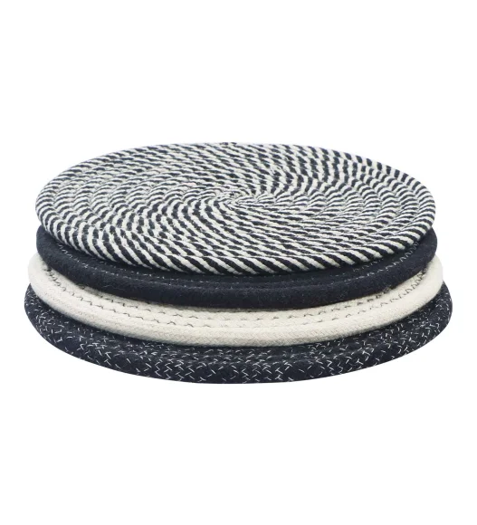Icon Set Of 4 Heat Resistant Cotton Trivet Black