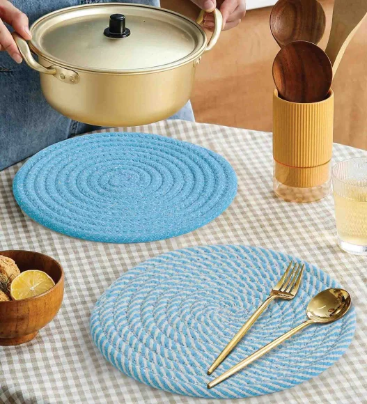 Icon Set Of 4 Heat Resistant Cotton Trivet Aqua