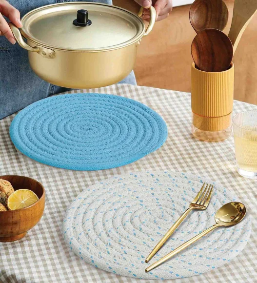 Icon Set Of 4 Heat Resistant Cotton Trivet Aqua