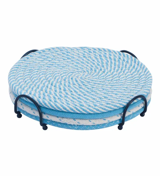 Icon Set Of 4 Heat Resistant Cotton Trivet Aqua