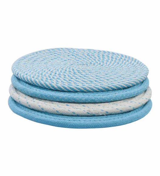 Icon Set Of 4 Heat Resistant Cotton Trivet Aqua