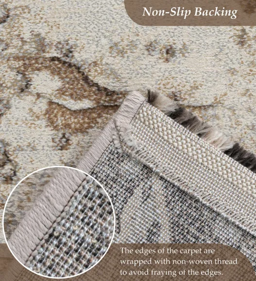 Aquarius Abstract Machine Made Runner Cream and Brown