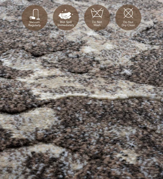 Aquarius Abstract Machine Made Runner Cream and Brown