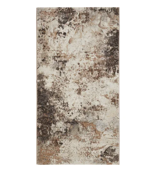 Aquarius Abstract Machine Made Runner Cream and Brown