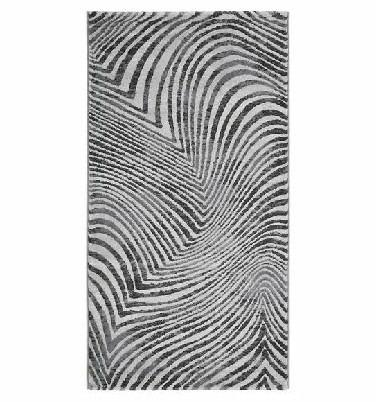 Aquarius Abstract Machine Made Runner Grey