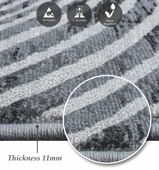 Aquarius Abstract Machine Made Runner Grey