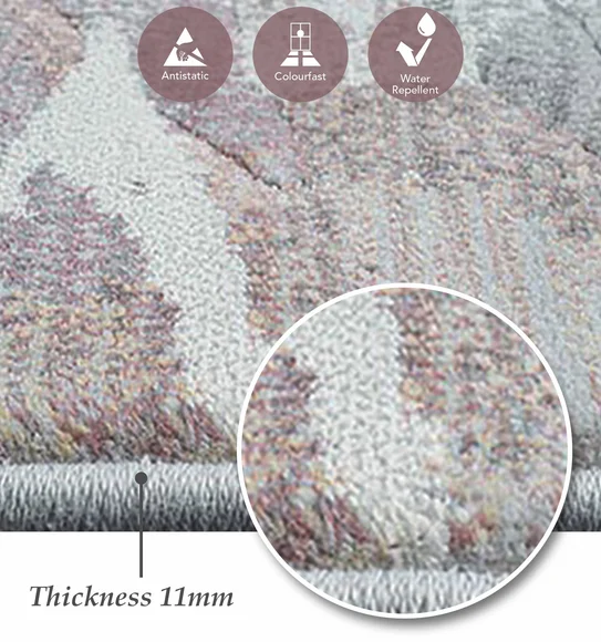 Aquarius Abstract Machine Made Runner Grey