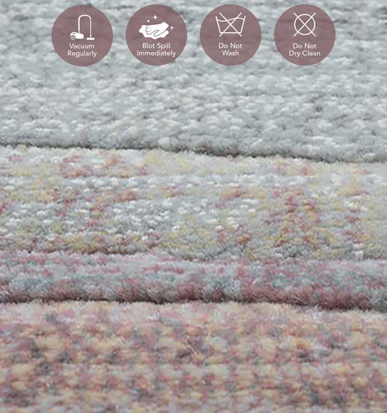 Aquarius Abstract Machine Made Runner Grey