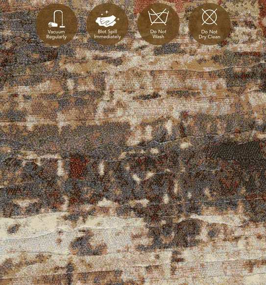 Aquarius Floral Machine Made Runner Brown