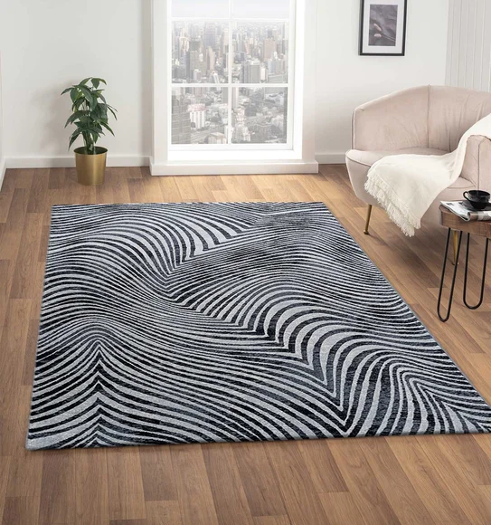 Aquarius Abstract Machine Made Carpet Grey