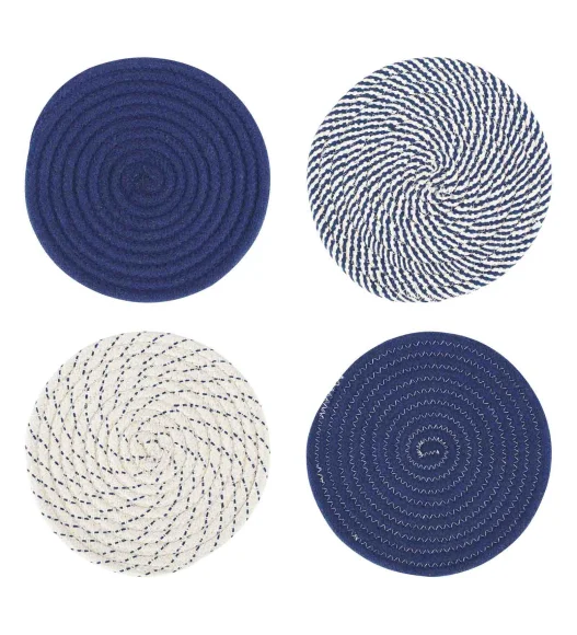 Icon Set Of 4 Heat Resistant Cotton Trivet Navy Blue