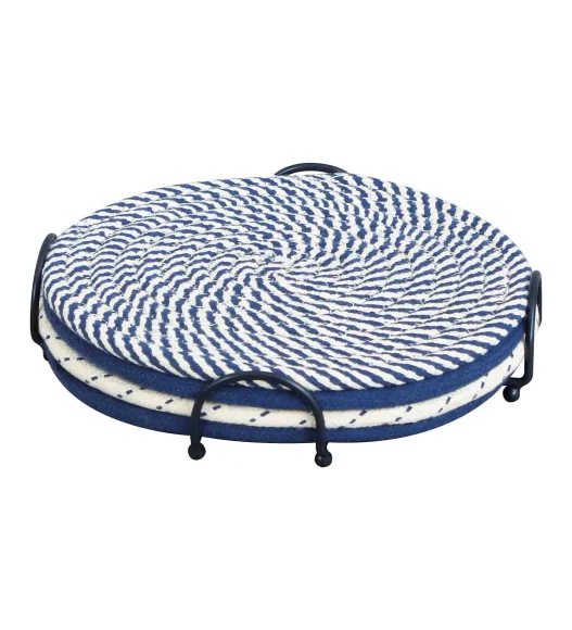 Icon Set Of 4 Heat Resistant Cotton Trivet Navy Blue