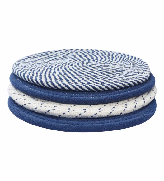 Icon Set Of 4 Heat Resistant Cotton Trivet Navy Blue